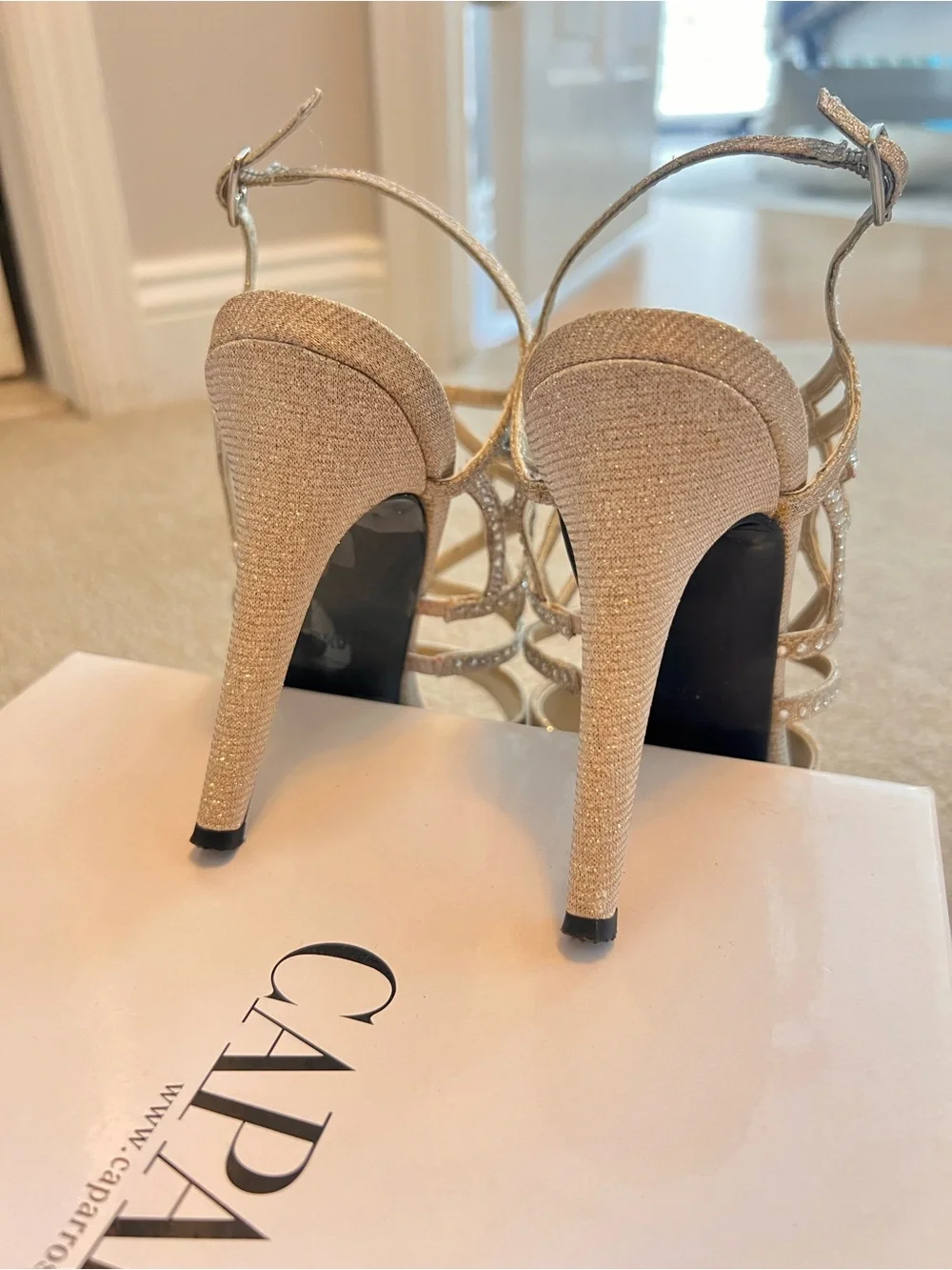 Caparros Nude Glimmer Poet Heels Sz. 8.5